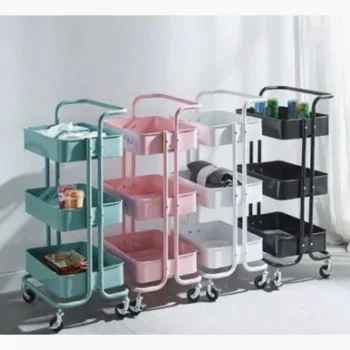 Plastic Trolley with metal handles- 3 layers